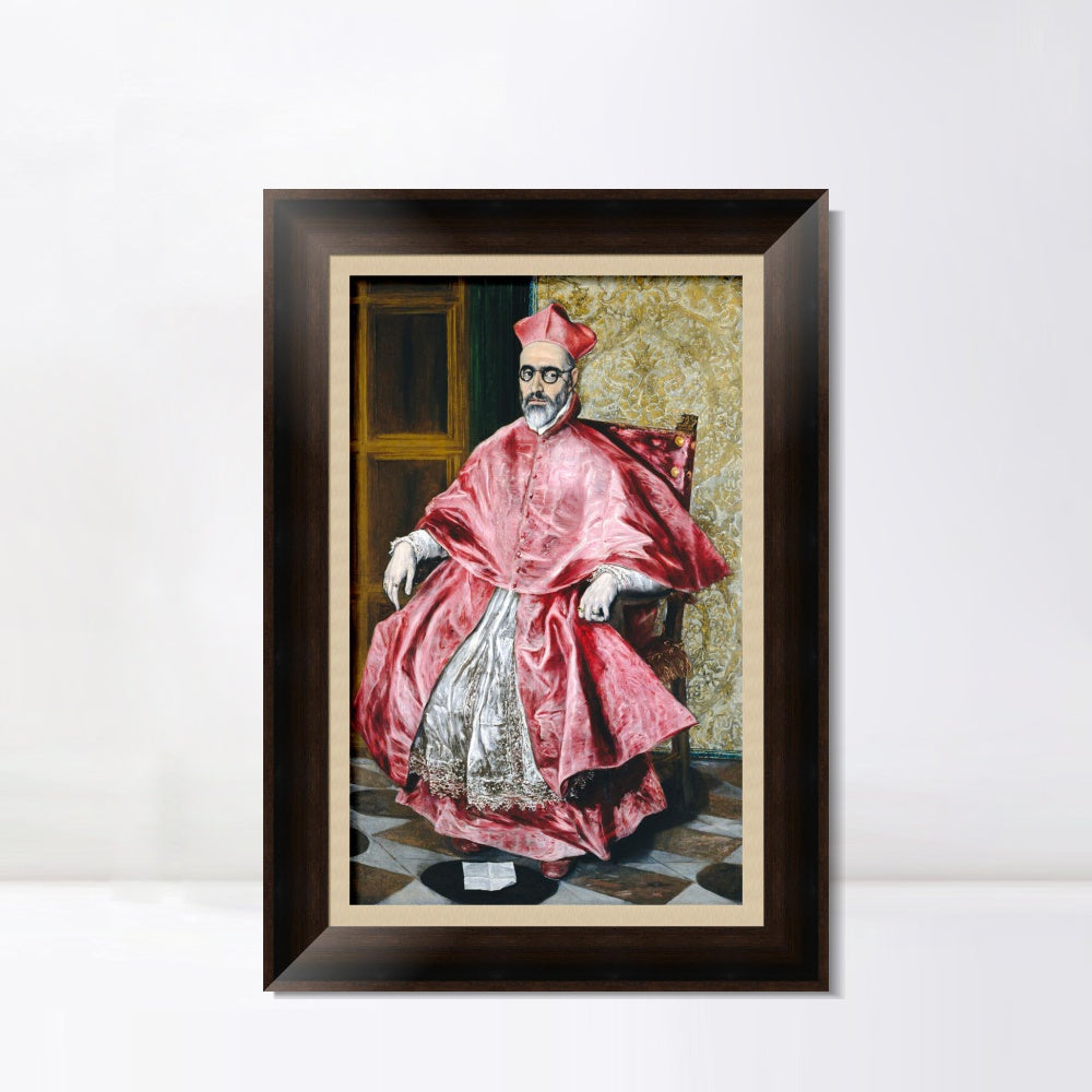 INVIN ART Framed Canvas Art Giclee Print Portrait Of A Cardinal by El Greco Wall Art