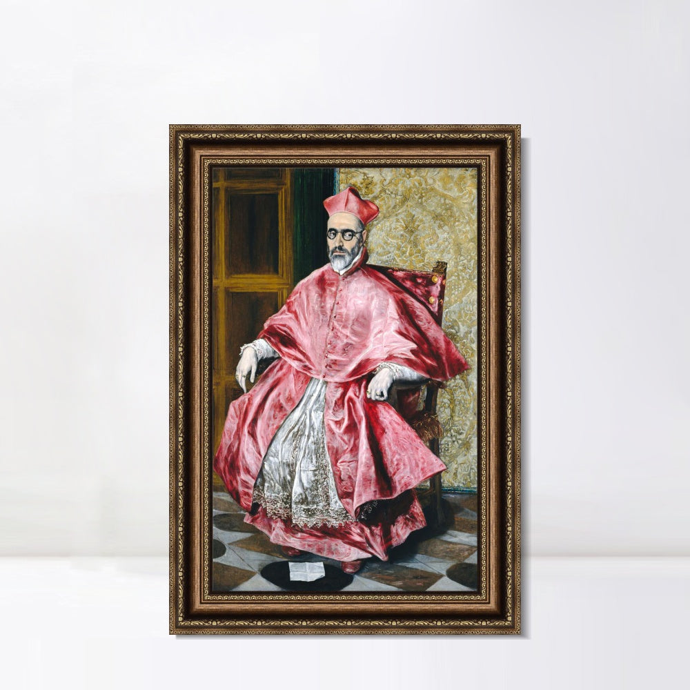 INVIN ART Framed Canvas Art Giclee Print Portrait Of A Cardinal by El Greco Wall Art