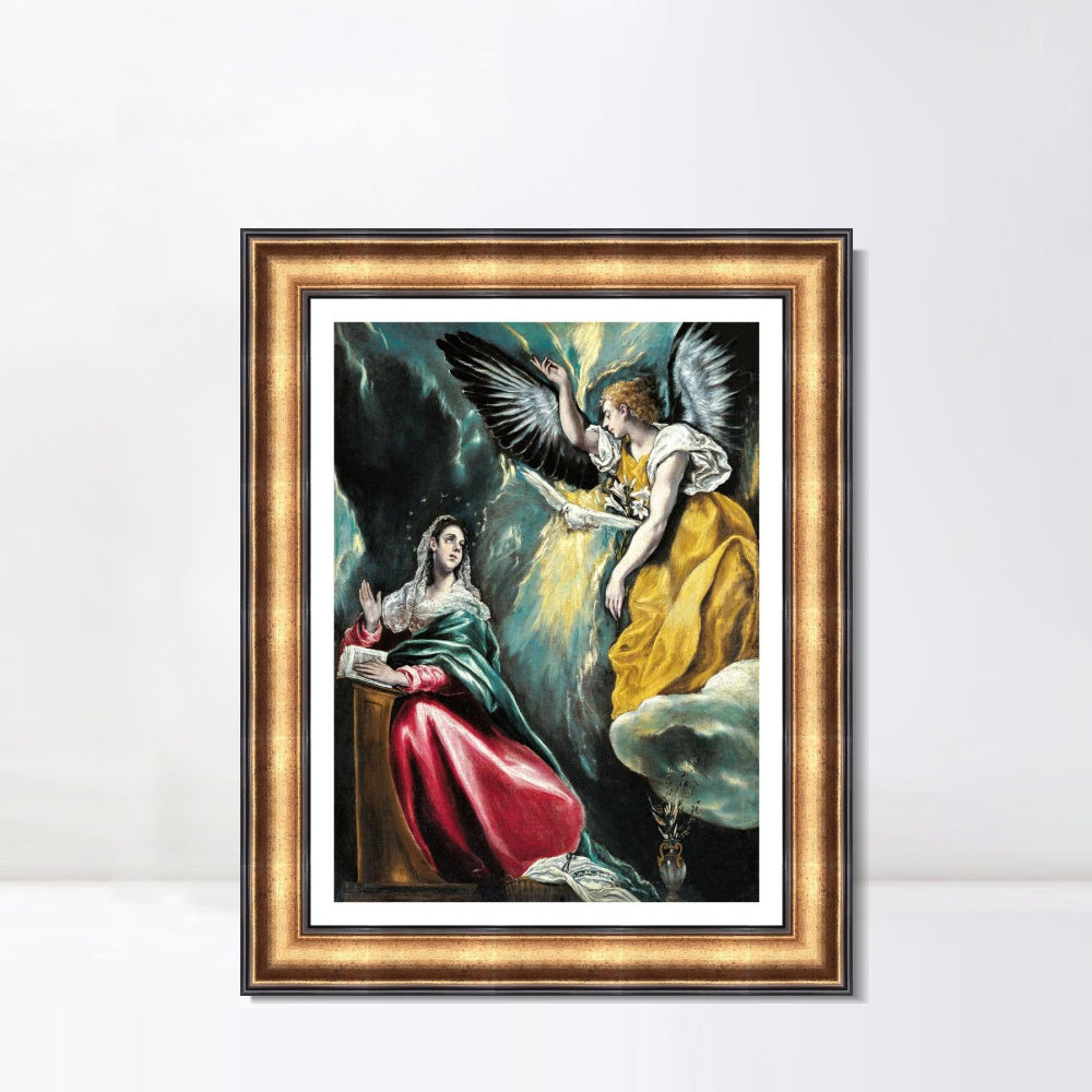 INVIN ART Framed Canvas Art Giclee Print The Annunciation#65 by El Greco Wall Art