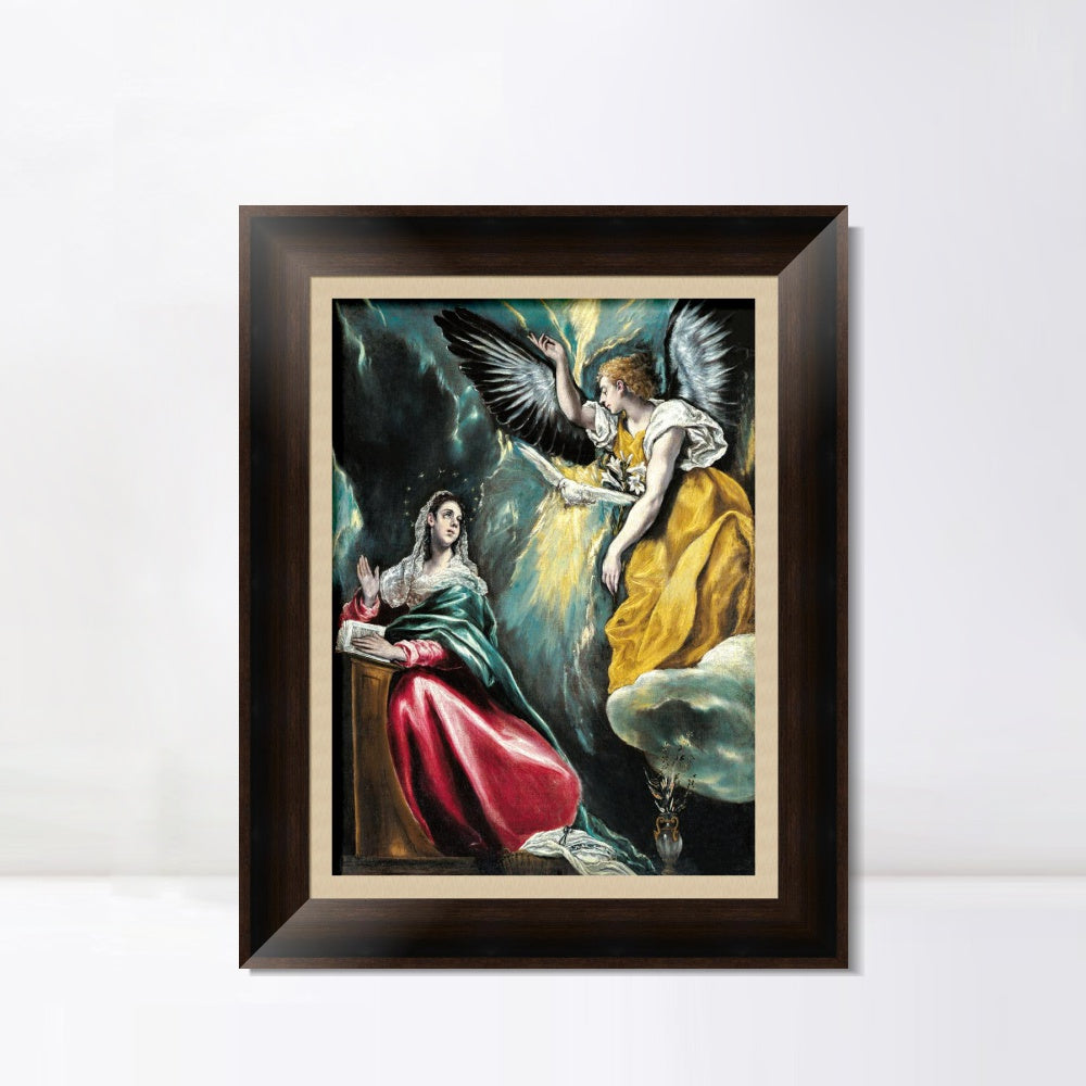 INVIN ART Framed Canvas Art Giclee Print The Annunciation#65 by El Greco Wall Art
