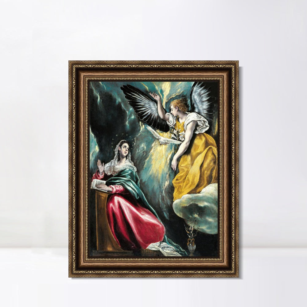 INVIN ART Framed Canvas Art Giclee Print The Annunciation#65 by El Greco Wall Art