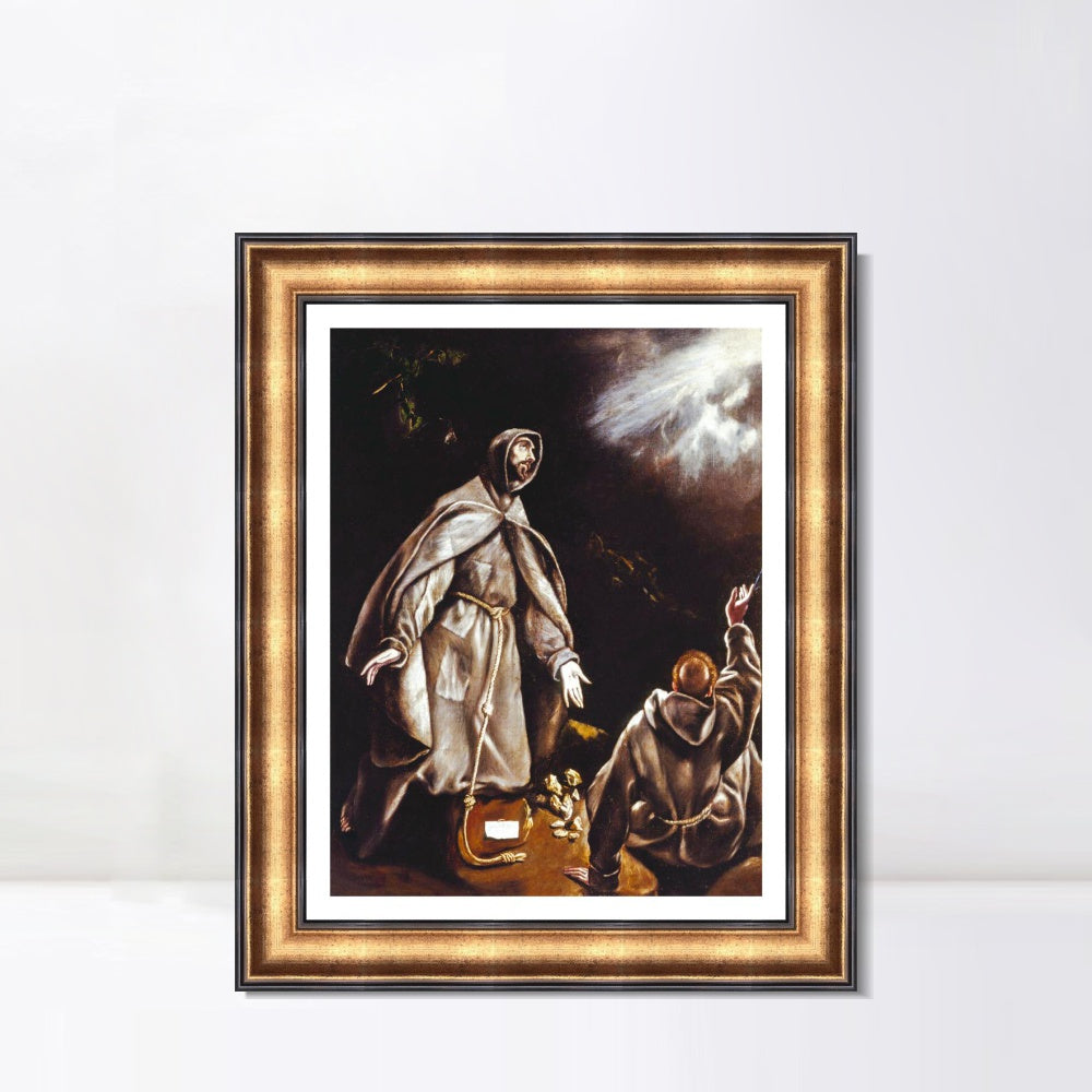 INVIN ART Framed Canvas Art Giclee Print Saint Francis Vision Of The Flaming Torch by El Greco Wall Art