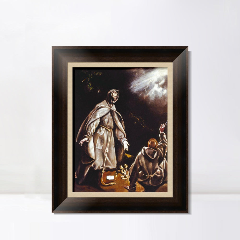 INVIN ART Framed Canvas Art Giclee Print Saint Francis Vision Of The Flaming Torch by El Greco Wall Art