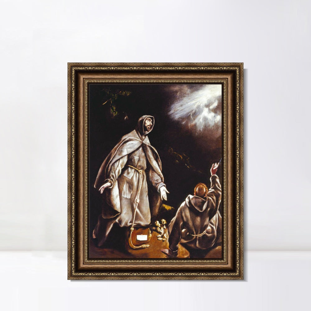 INVIN ART Framed Canvas Art Giclee Print Saint Francis Vision Of The Flaming Torch by El Greco Wall Art