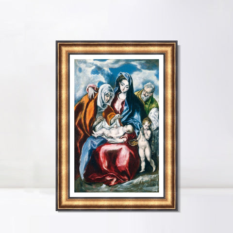 INVIN ART Framed Canvas Art Giclee Print The Holy Family with Saint Anne and The Infant John by El Greco Wall Art