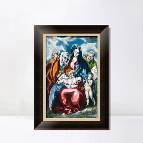 INVIN ART Framed Canvas Art Giclee Print The Holy Family with Saint Anne and The Infant John by El Greco Wall Art