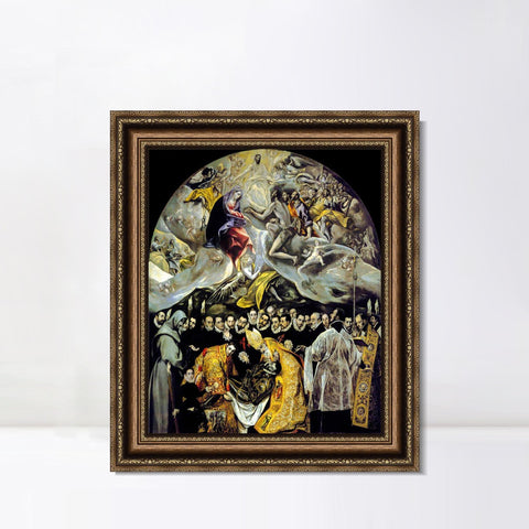 INVIN ART Framed Canvas Art Giclee Print The Burial Of The Count Of Orgaz by El Greco Wall Art Living Room Home Office Decorations