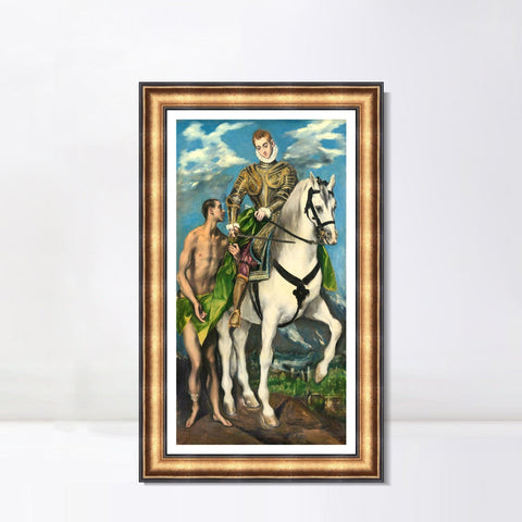 INVIN ART Framed Canvas Art Giclee Print Saint Martin and The Beggar,1597 by El Greco Wall Art Living Room Home Office Decorations