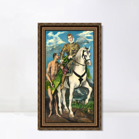 INVIN ART Framed Canvas Art Giclee Print Saint Martin and The Beggar,1597 by El Greco Wall Art Living Room Home Office Decorations