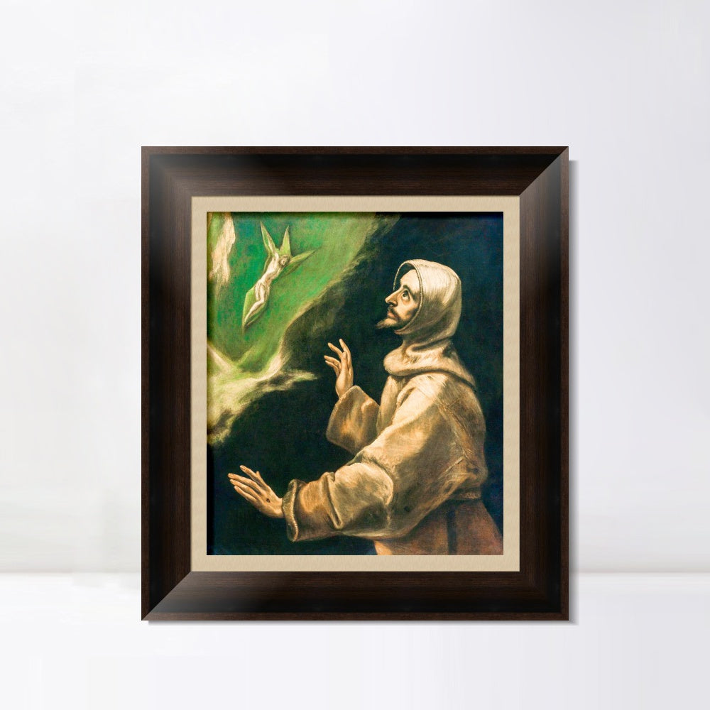 INVIN ART Framed Canvas Art Giclee Print Saint Francis of Assisi Receiving The Stigmata by El Greco Wall Art