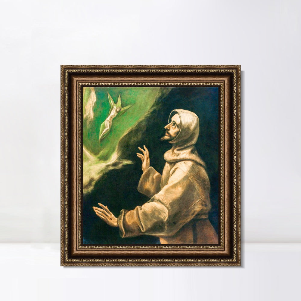 INVIN ART Framed Canvas Art Giclee Print Saint Francis of Assisi Receiving The Stigmata by El Greco Wall Art