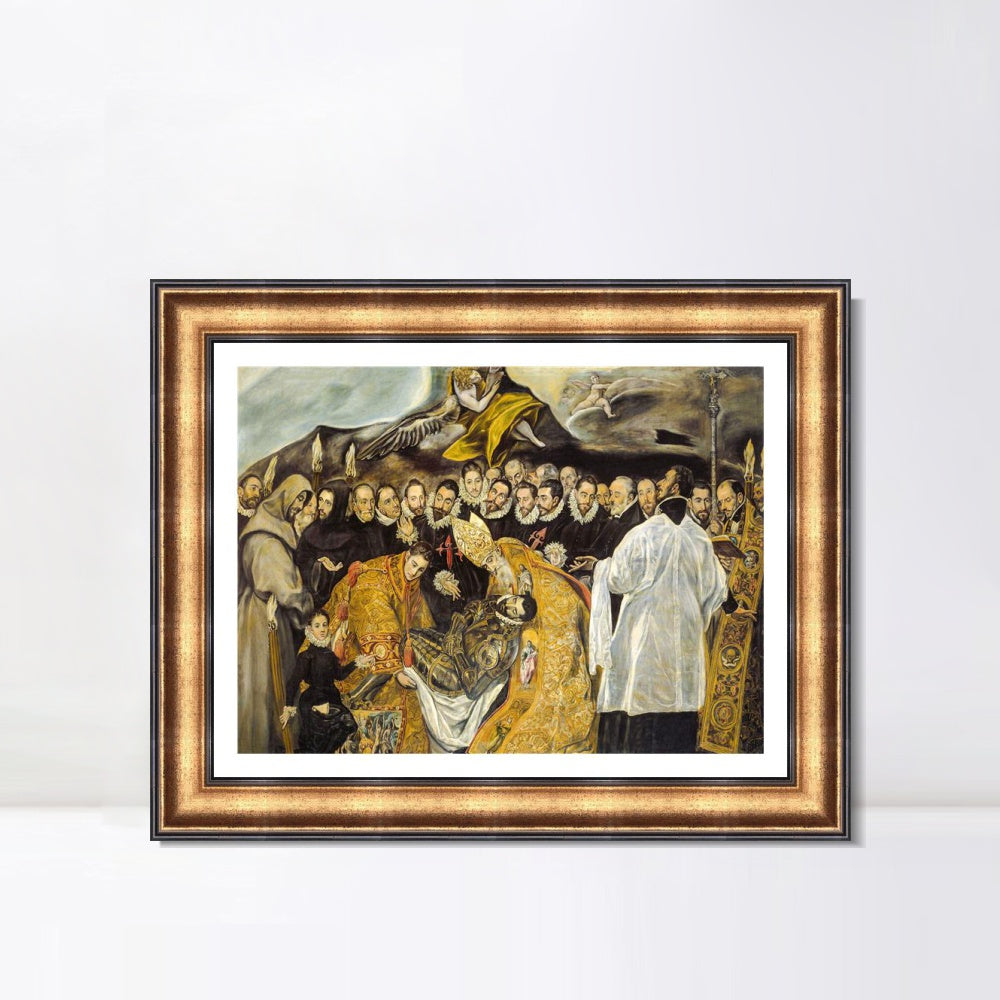 INVIN ART Framed Canvas Art Giclee Print The Burial of The Count of Orgaz,1588 by El Greco Wall Art