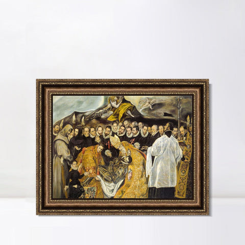 INVIN ART Framed Canvas Art Giclee Print The Burial of The Count of Orgaz,1588 by El Greco Wall Art Living Room Home Office Decorations
