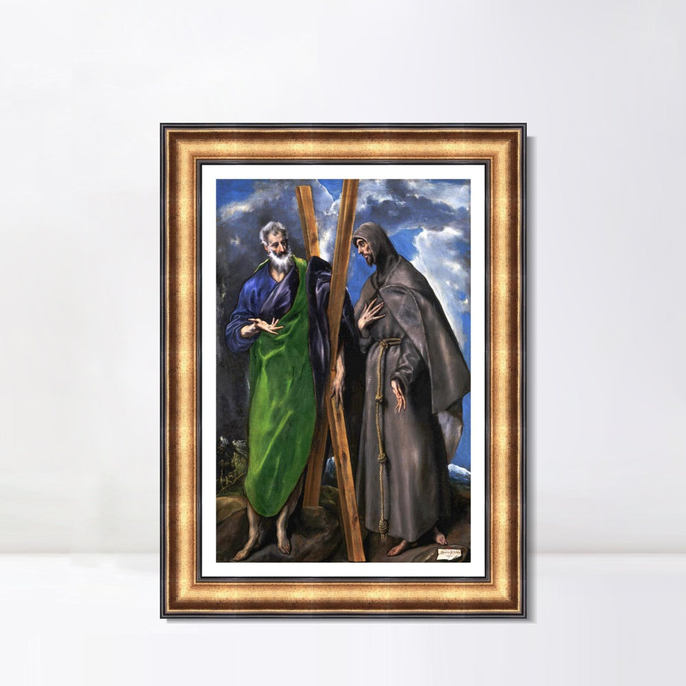INVIN ART Framed Canvas Art Giclee Print San Andres Y San Francisco by El Greco Wall Art