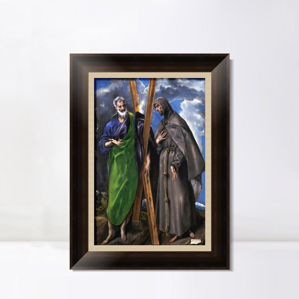 INVIN ART Framed Canvas Art Giclee Print San Andres Y San Francisco by El Greco Wall Art