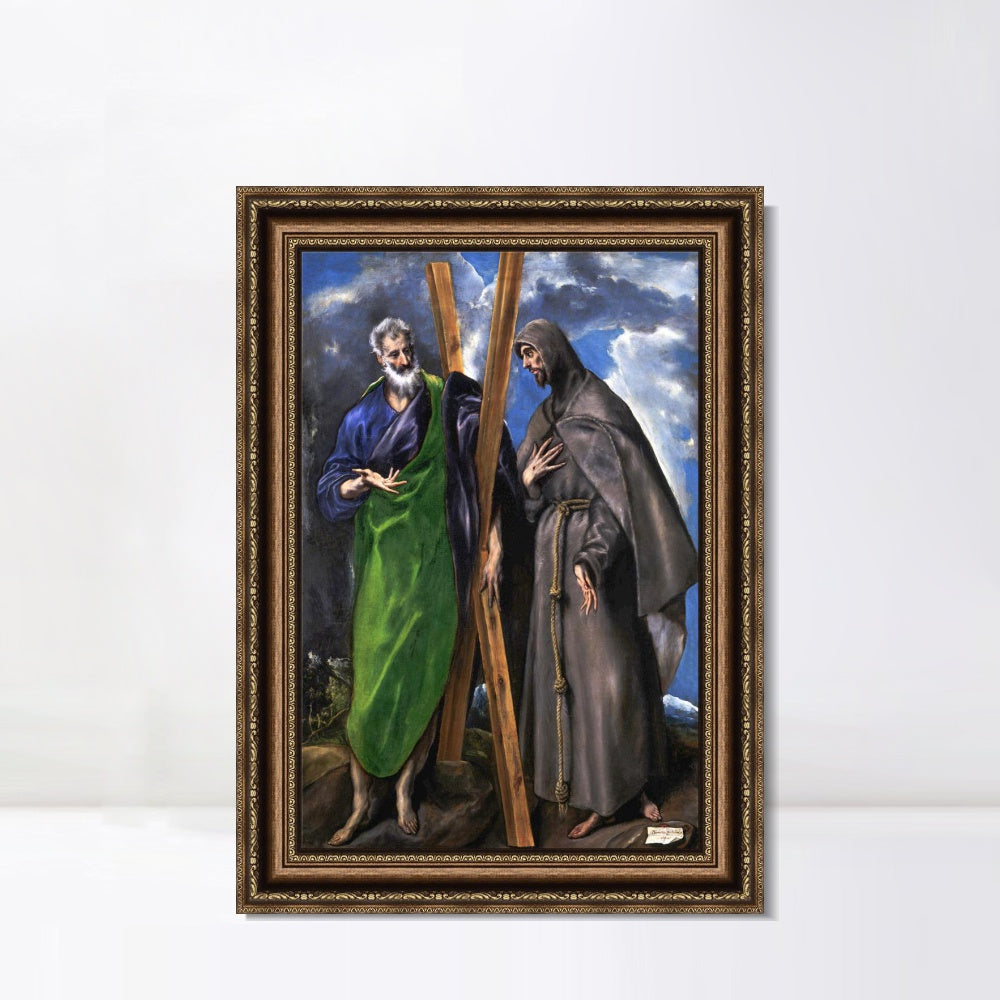 INVIN ART Framed Canvas Art Giclee Print San Andres Y San Francisco by El Greco Wall Art