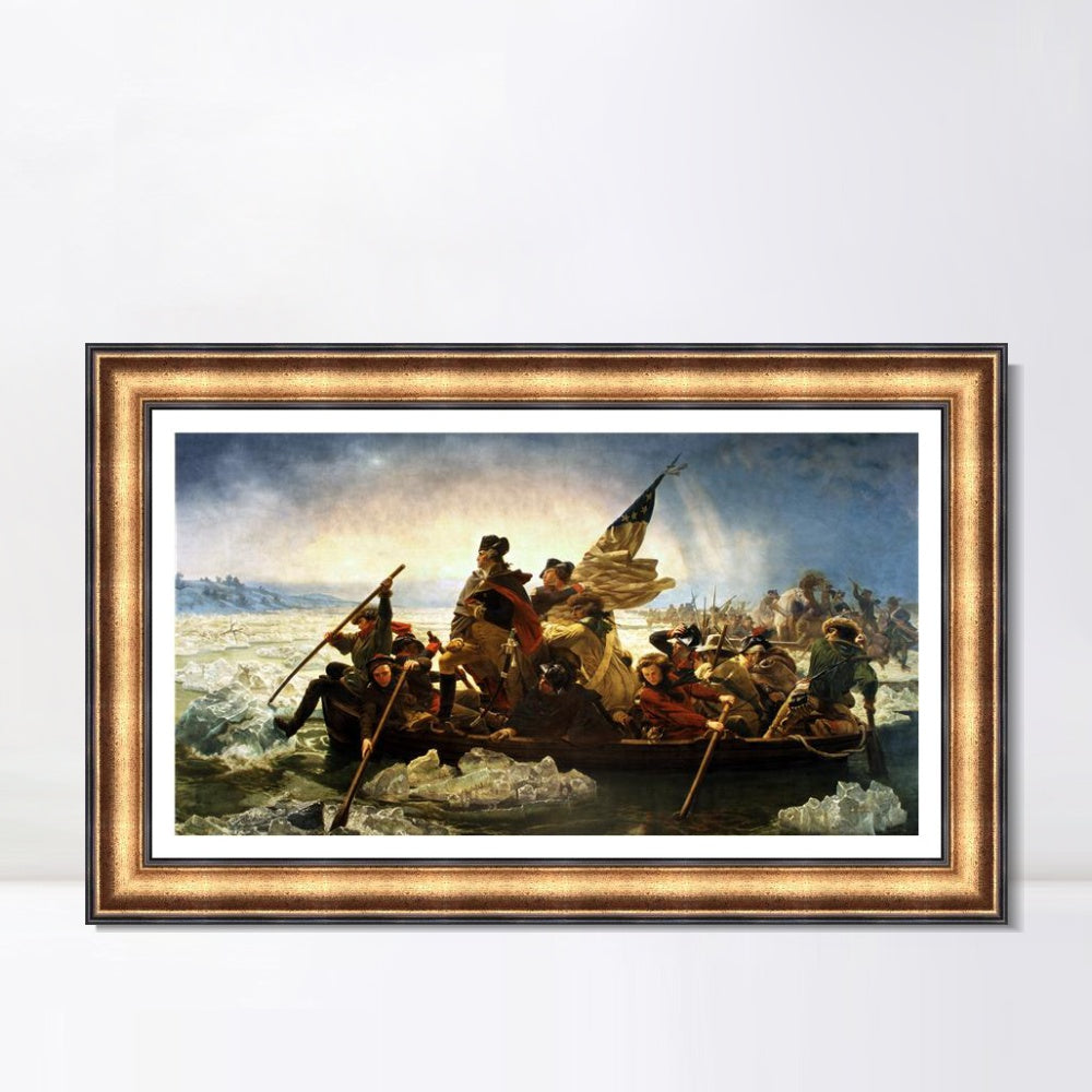 INVIN ART Framed Canvas Art Giclee Print Washington Crossing the Delaware,1851 by Emanuel Leutze Wall Art