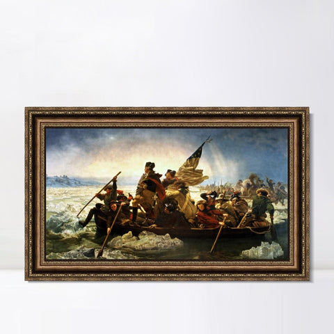 INVIN ART Framed Canvas Art Giclee Print Washington Crossing the Delaware,1851 by Emanuel Leutze Wall Art Living Room Home Office Decorations