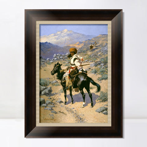 INVIN ART Framed Canvas Art Giclee Print An Indian Trapper,1889 by Frederic Remington Wall Art Living Room Home Office Decorations