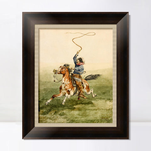 INVIN ART Framed Canvas Art Giclee Print HEADING THE DROVE by Frederic Remington Wall Art Living Room Home Office Decorations