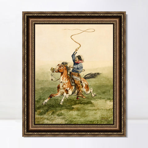 INVIN ART Framed Canvas Art Giclee Print HEADING THE DROVE by Frederic Remington Wall Art Living Room Home Office Decorations