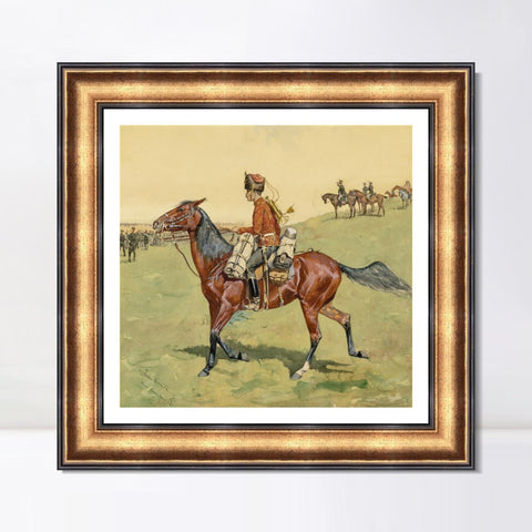 INVIN ART Framed Canvas Art Giclee Print HUSSAR, RUSSIAN GUARD CORPSE by Frederic Remington Wall Art Living Room Home Office Decorations