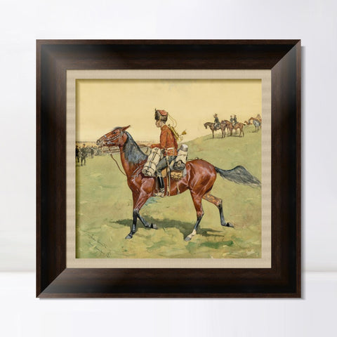 INVIN ART Framed Canvas Art Giclee Print HUSSAR, RUSSIAN GUARD CORPSE by Frederic Remington Wall Art Living Room Home Office Decorations
