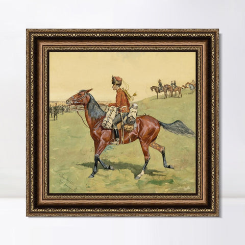 INVIN ART Framed Canvas Art Giclee Print HUSSAR, RUSSIAN GUARD CORPSE by Frederic Remington Wall Art Living Room Home Office Decorations