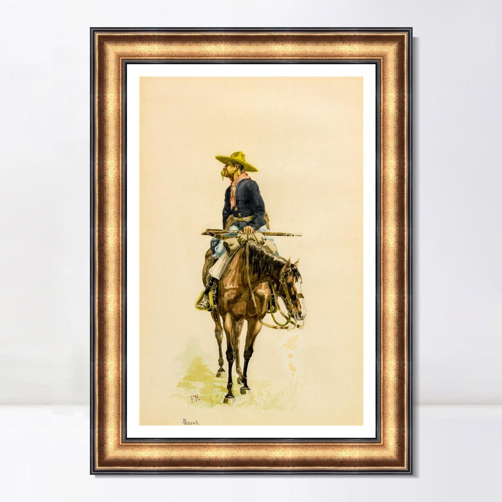 INVIN ART Framed Canvas Art Giclee Print SCOUT by Frederic Remington Wall Art