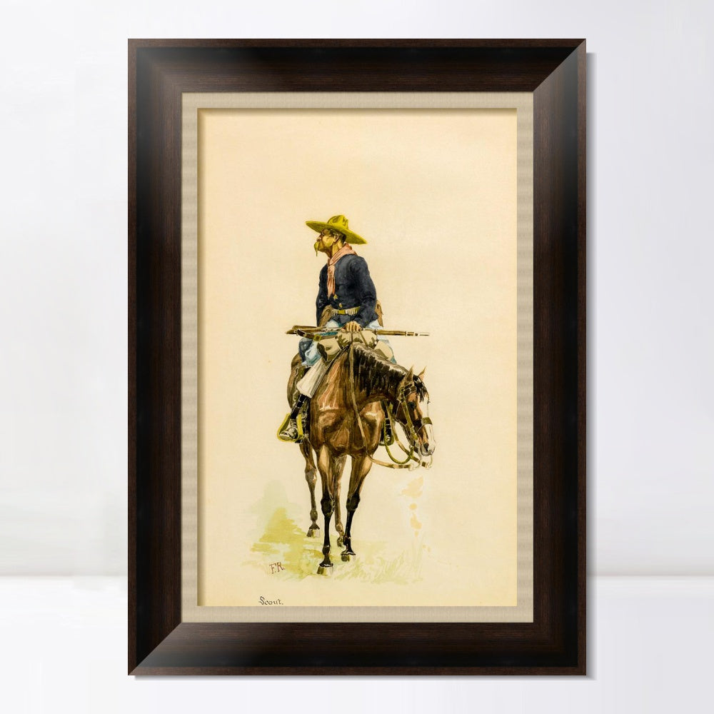 INVIN ART Framed Canvas Art Giclee Print SCOUT by Frederic Remington Wall Art