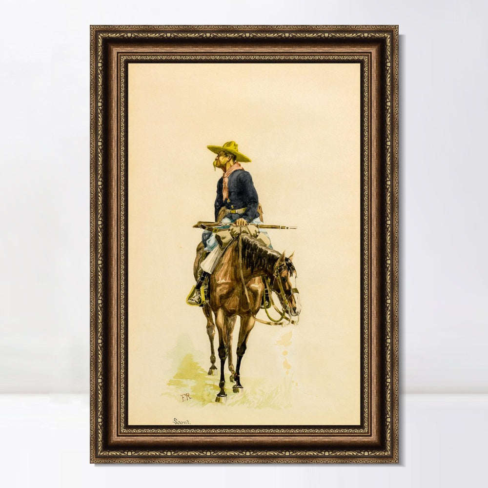 INVIN ART Framed Canvas Art Giclee Print SCOUT by Frederic Remington Wall Art