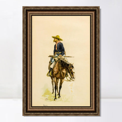 INVIN ART Framed Canvas Art Giclee Print SCOUT by Frederic Remington Wall Art Living Room Home Office Decorations