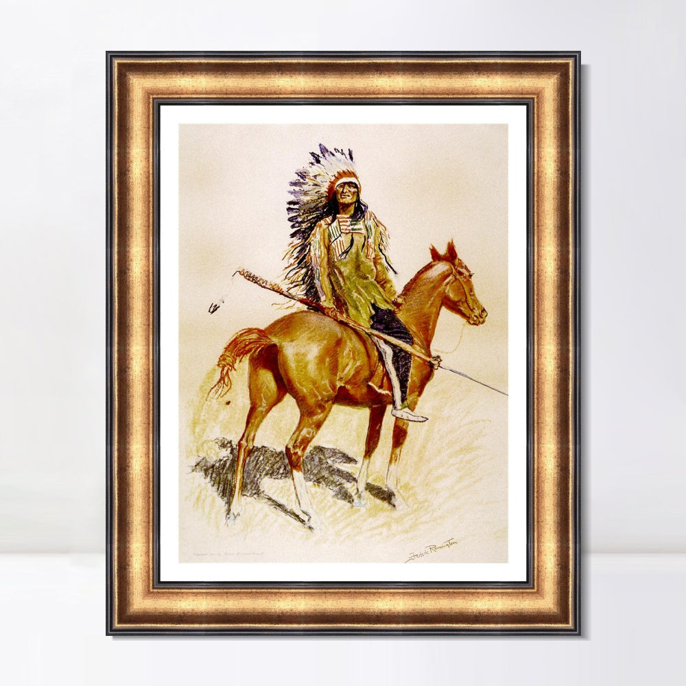 INVIN ART Framed Canvas Art Giclee Print A Sioux Chief by Frederic Remington Wall Art