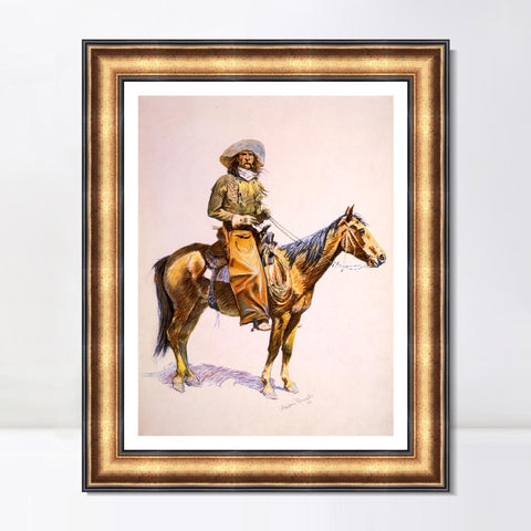 INVIN ART Framed Canvas Art Giclee Print Arizona cow boy original by Frederic Remington Wall Art Living Room Home Office Decorations