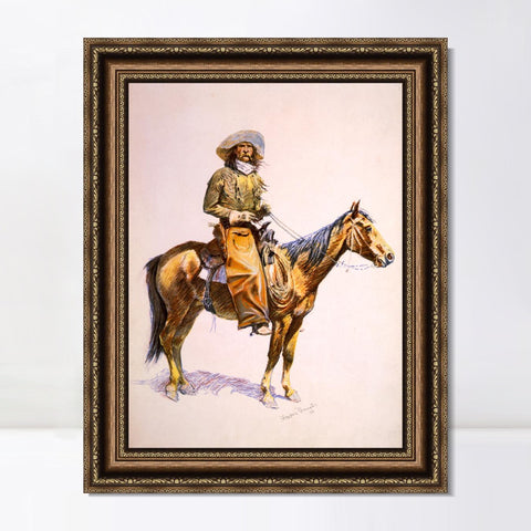 INVIN ART Framed Canvas Art Giclee Print Arizona cow boy original by Frederic Remington Wall Art Living Room Home Office Decorations