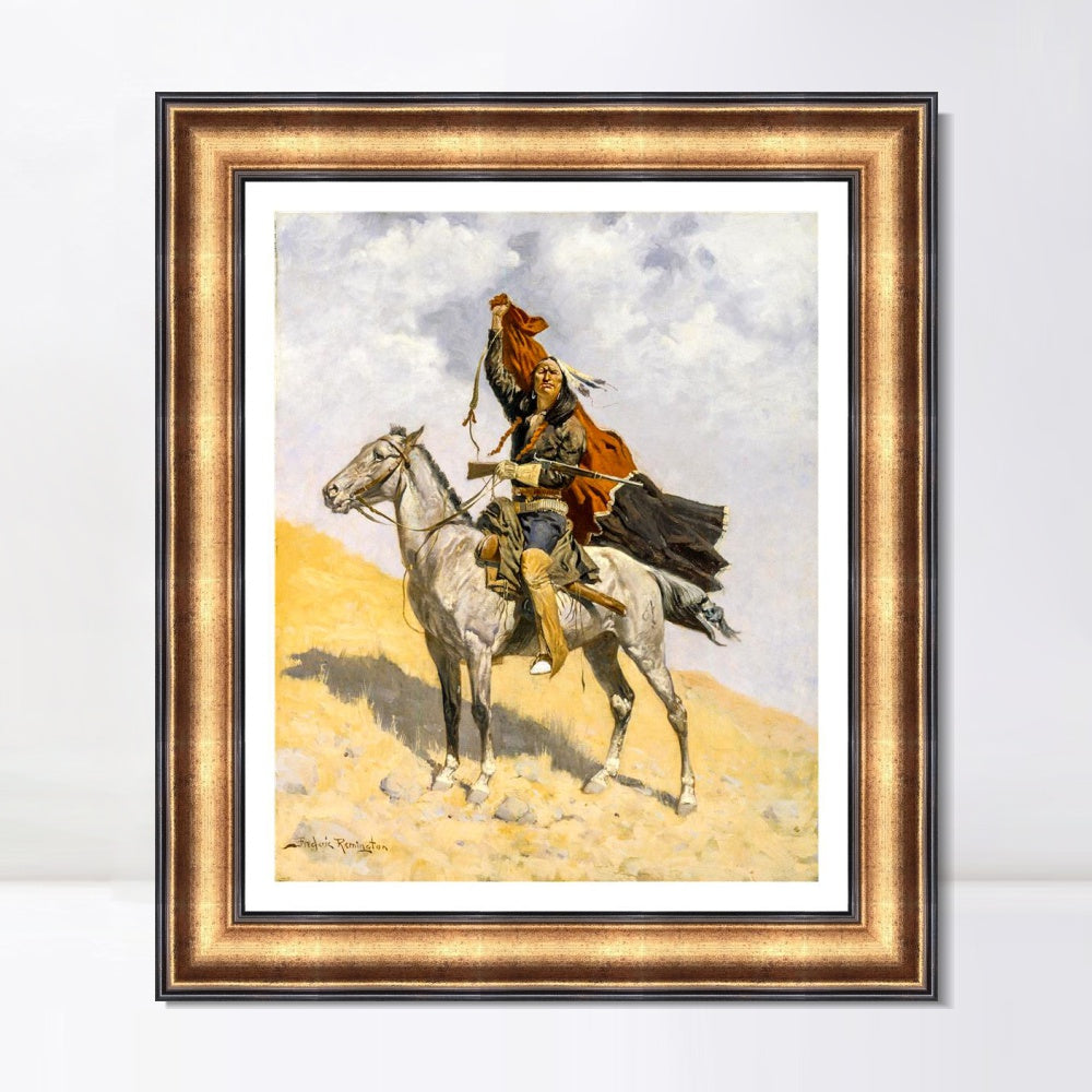 INVIN ART Framed Canvas Art Giclee Print The Blanket Signal by Frederic Remington Wall Art