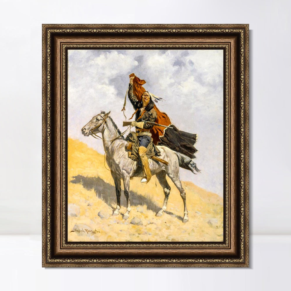 INVIN ART Framed Canvas Art Giclee Print The Blanket Signal by Frederic Remington Wall Art