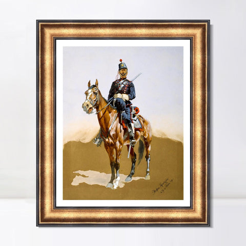 INVIN ART Framed Canvas Art Giclee Print The Gendarme by Frederic Remington Wall Art Living Room Home Office Decorations