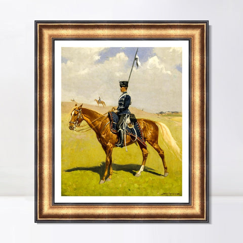 INVIN ART Framed Canvas Art Giclee Print The_Hussar by Frederic Remington Wall Art Living Room Home Office Decorations
