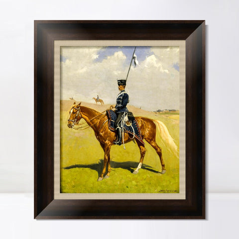 INVIN ART Framed Canvas Art Giclee Print The_Hussar by Frederic Remington Wall Art Living Room Home Office Decorations