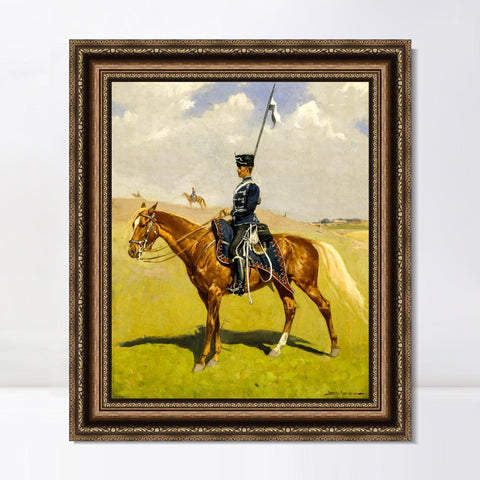 INVIN ART Framed Canvas Art Giclee Print The_Hussar by Frederic Remington Wall Art Living Room Home Office Decorations
