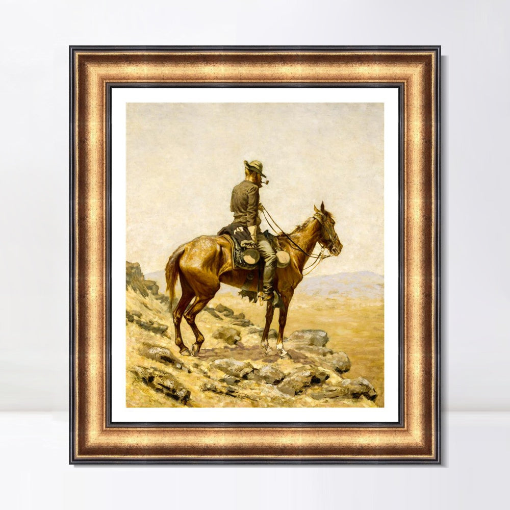 INVIN ART Framed Canvas Art Giclee Print The Lookout by Frederic Remington Wall Art