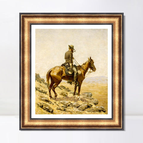 INVIN ART Framed Canvas Art Giclee Print The Lookout by Frederic Remington Wall Art Living Room Home Office Decorations