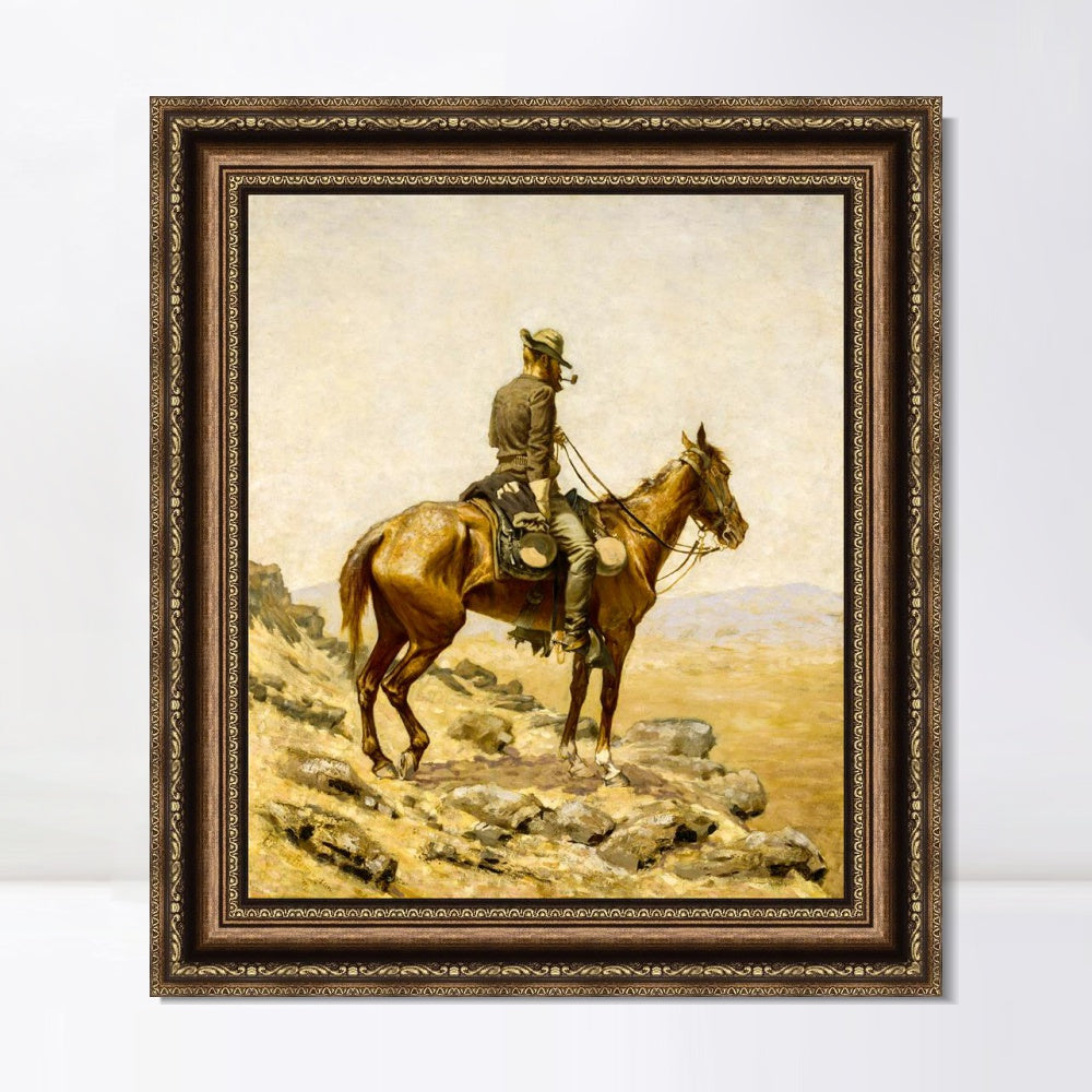 INVIN ART Framed Canvas Art Giclee Print The Lookout by Frederic Remington Wall Art