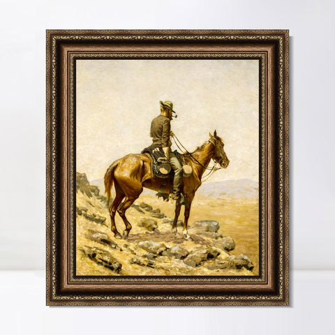 INVIN ART Framed Canvas Art Giclee Print The Lookout by Frederic Remington Wall Art Living Room Home Office Decorations