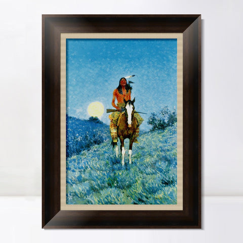 INVIN ART Framed Canvas Art Giclee Print The Outlier by Frederic Remington Wall Art Living Room Home Office Decorations