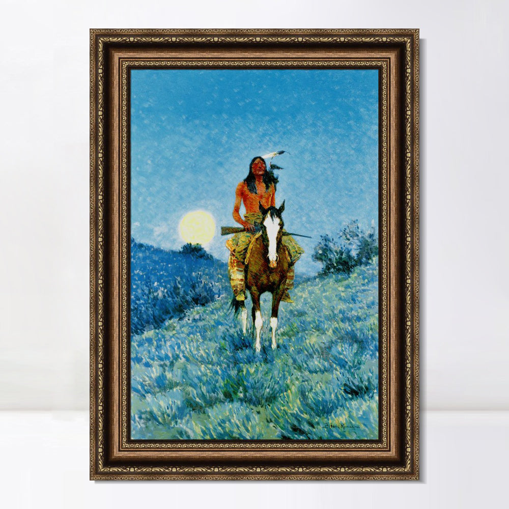 INVIN ART Framed Canvas Art Giclee Print The Outlier by Frederic Remington Wall Art