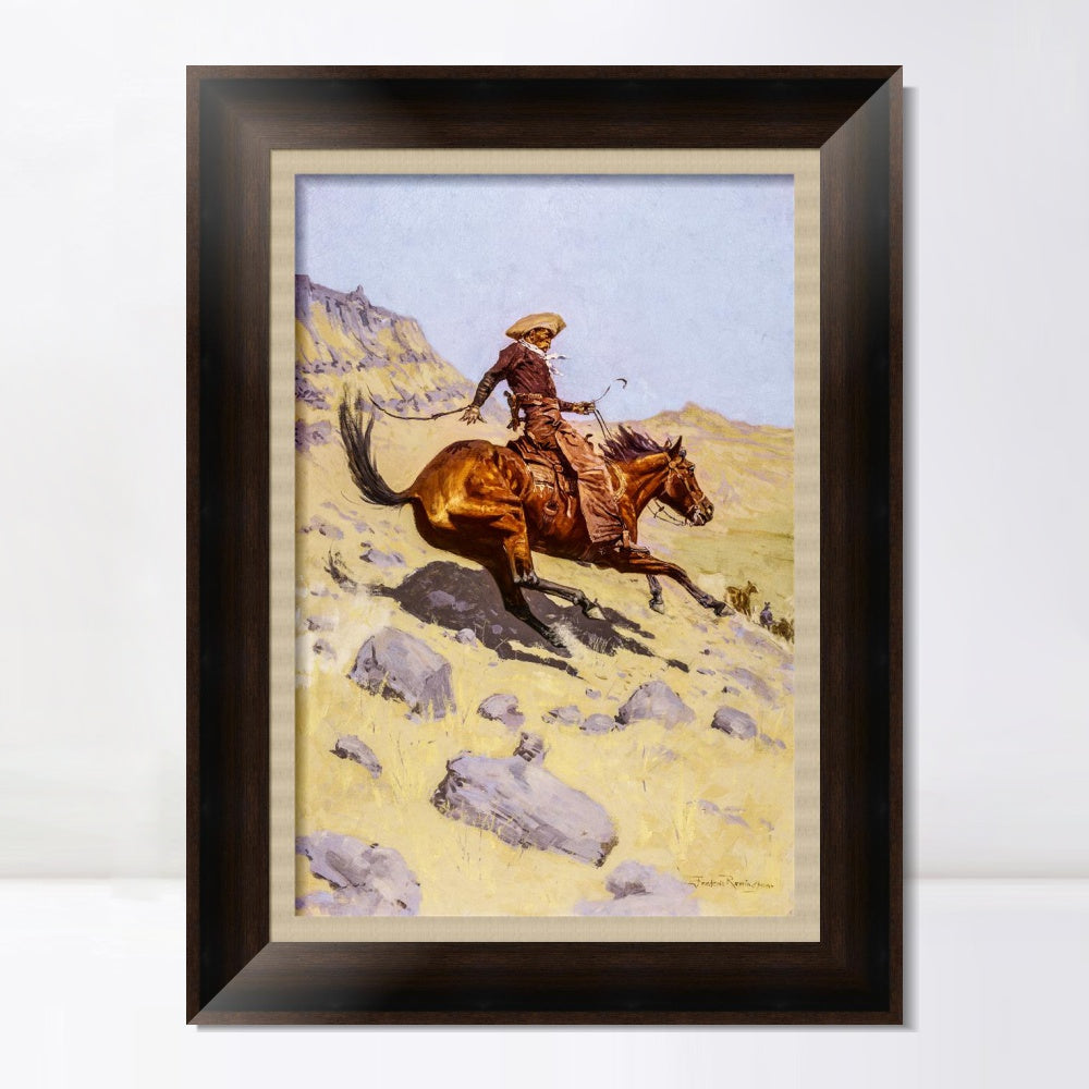 INVIN ART Framed Canvas Art Giclee Print The Cowboy, 1902 by Frederic Remington Wall Art
