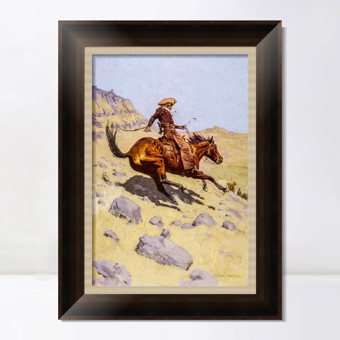 INVIN ART Framed Canvas Art Giclee Print The Cowboy, 1902 by Frederic Remington Wall Art Living Room Home Office Decorations