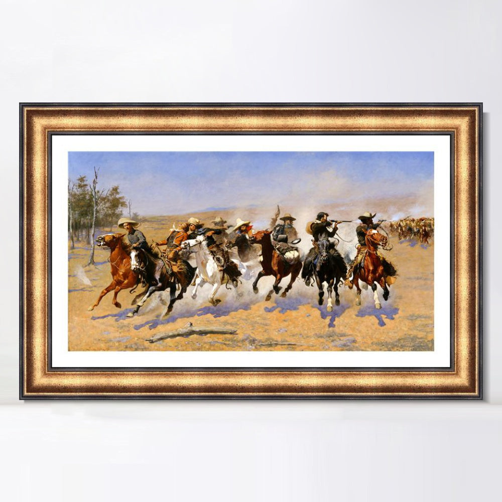 INVIN ART Framed Canvas Art Giclee Print A Dash for the Timber by Frederic Remington Wall Art